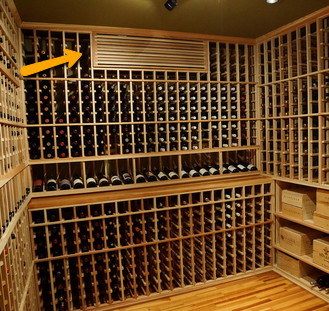 Wine Cellar Cooling Unit with Wooden Grill Cover